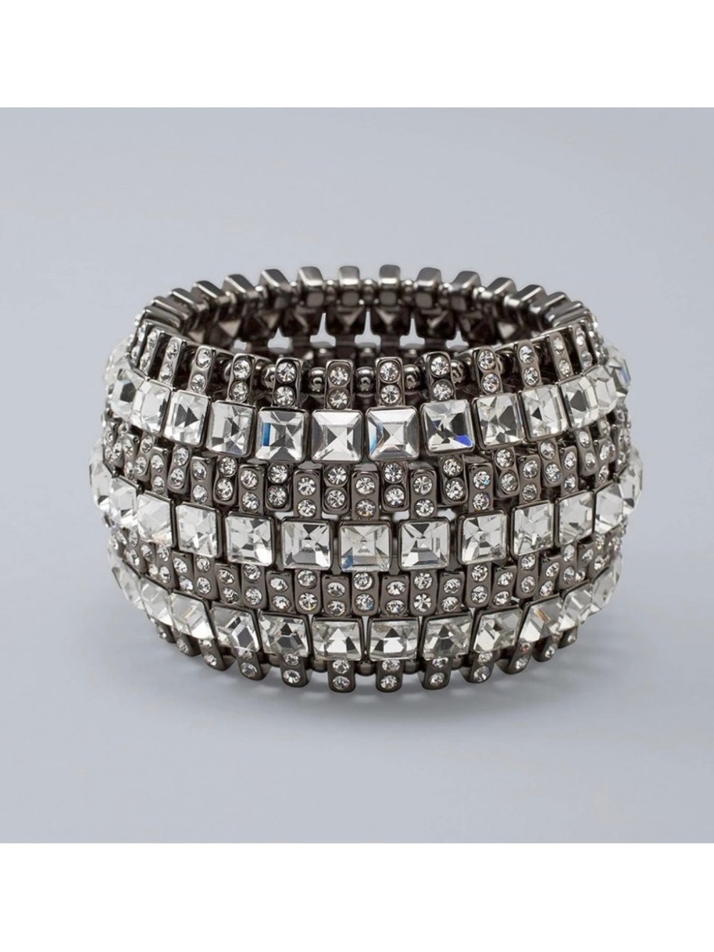 NWT White House Black Market WHBM Hematite Rhinestone Stretch Bracelet